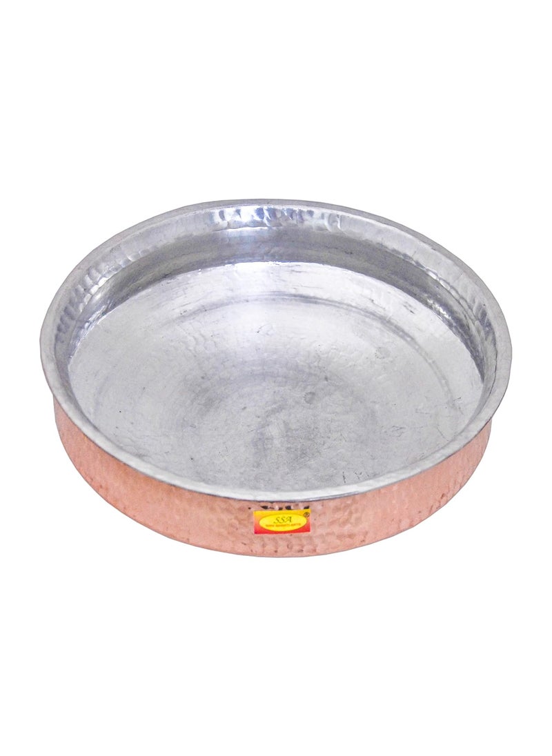 Shiv Shakti Arts Pure Copper Hammered Lagan Handi Chaffing Dish Pan with Tin Lining, Cookware and Serveware,5 litres, Brown