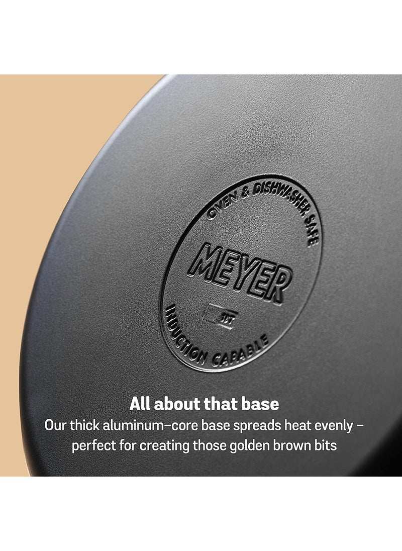 Meyer Accent Series Hard Anodized Steel Casserole with Lid | Biryani Pot | Cooking Casserole with Lid Gas and Induction Compatible | Cooking Set for Kitchen, 2 Piece, 7.6L Matte Black