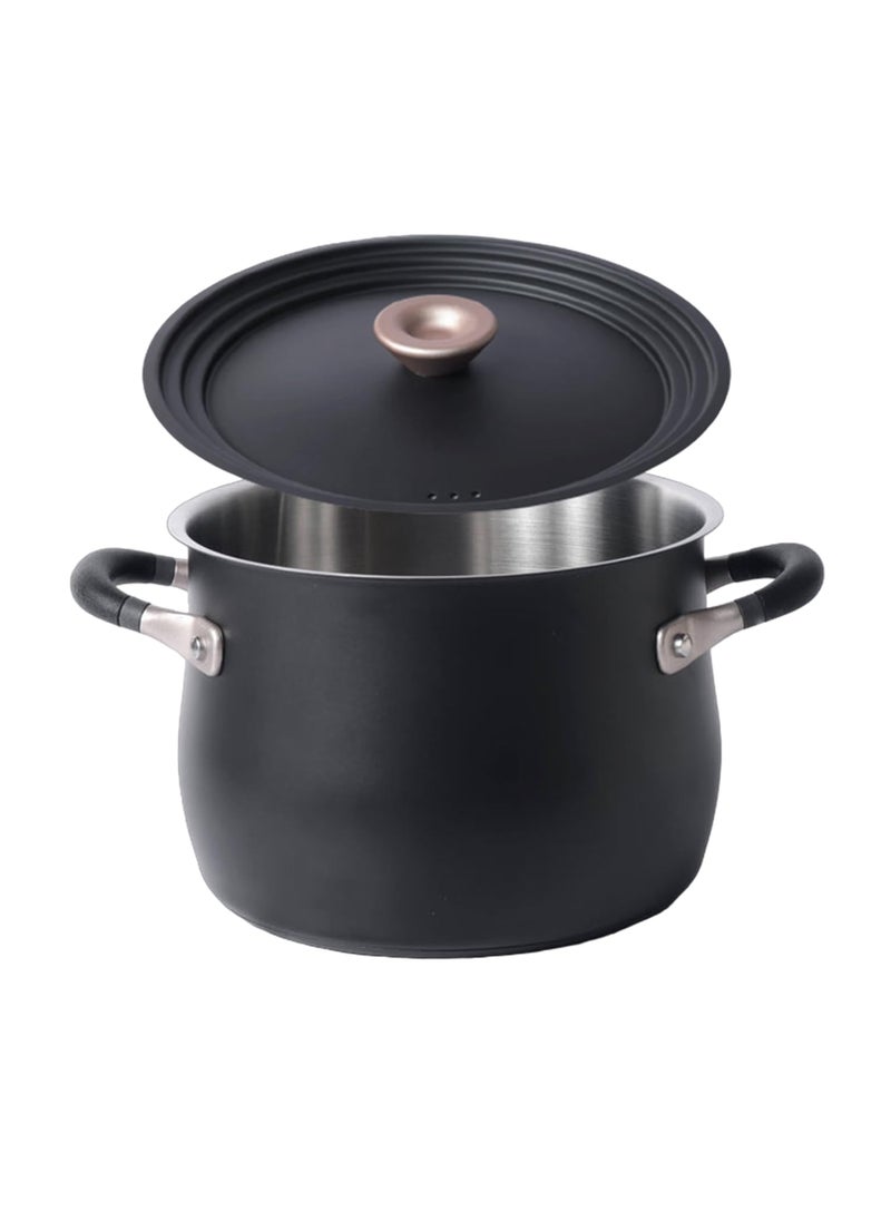 Meyer Accent Series Hard Anodized Steel Casserole with Lid | Biryani Pot | Cooking Casserole with Lid Gas and Induction Compatible | Cooking Set for Kitchen, 2 Piece, 7.6L Matte Black