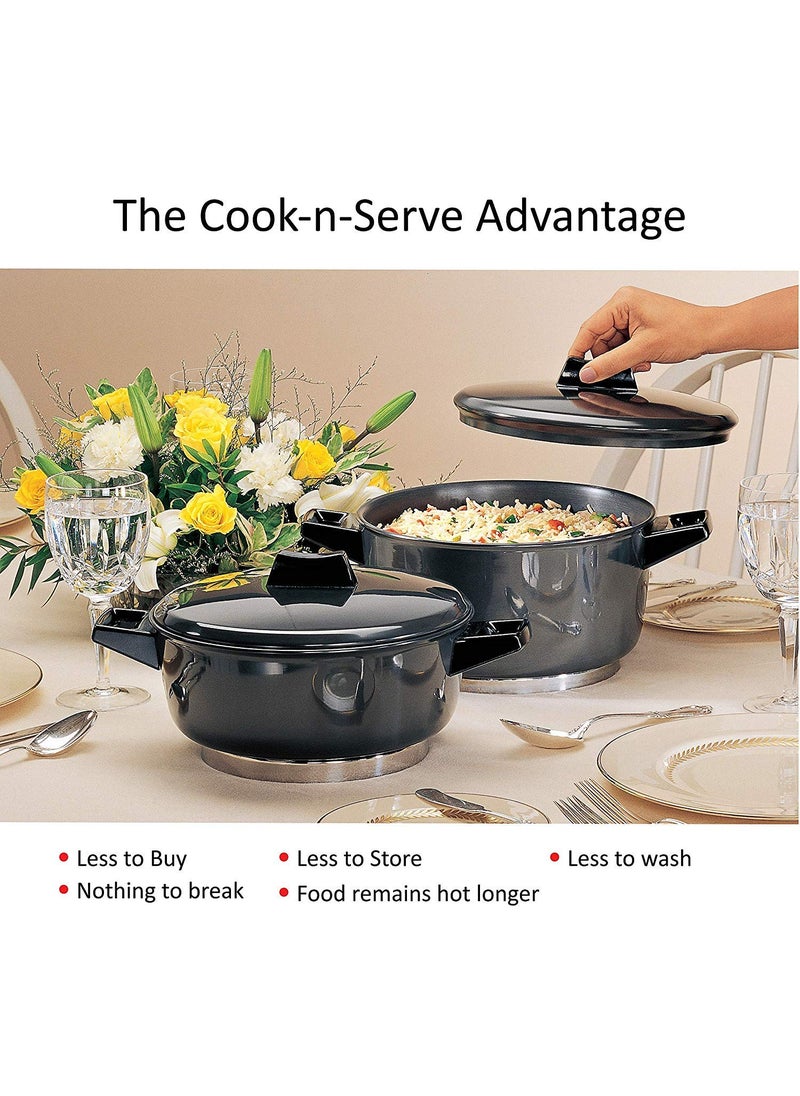 Hawkins Futura Hard-anodized Aluminium Cook-n-serve Bowl Set - 2 Piece (Black, 2 L+ 3 L)