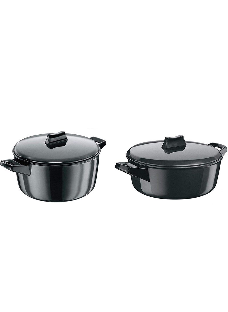 Hawkins Futura Hard-anodized Aluminium Cook-n-serve Bowl Set - 2 Piece (Black, 2 L+ 3 L)