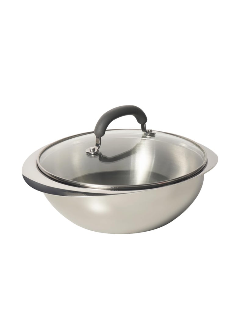 Meyer Trivantage Stainless Steel Triply 2 Piece Cookware Set - Tasla + Glass Lid, 24cm