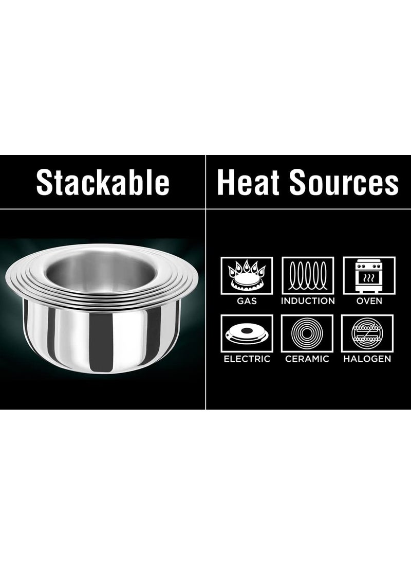 Hawkins Triply Stainless Steel 3 pc Tope Set with Capacity of 3 litres, 4 litres & 5 litres with Stainless Steel Lids (Gas Stove and Induction Friendly - Oven Safe) 5 Years Guarantee