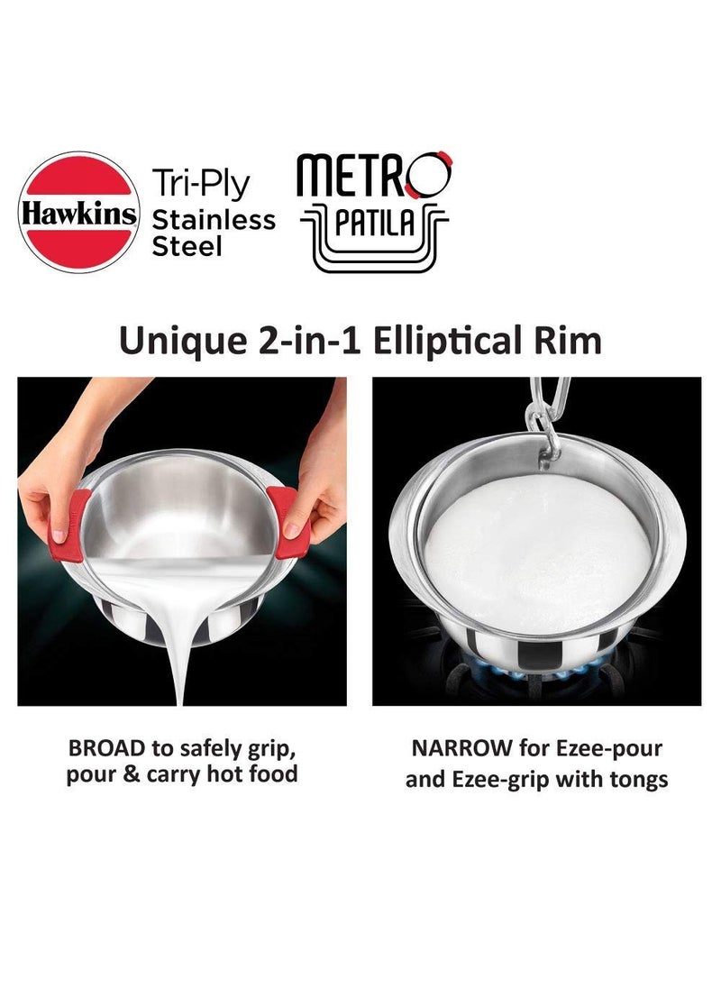 Hawkins Stainless Steel 2 L, 2.5 L Patila Set, Silver