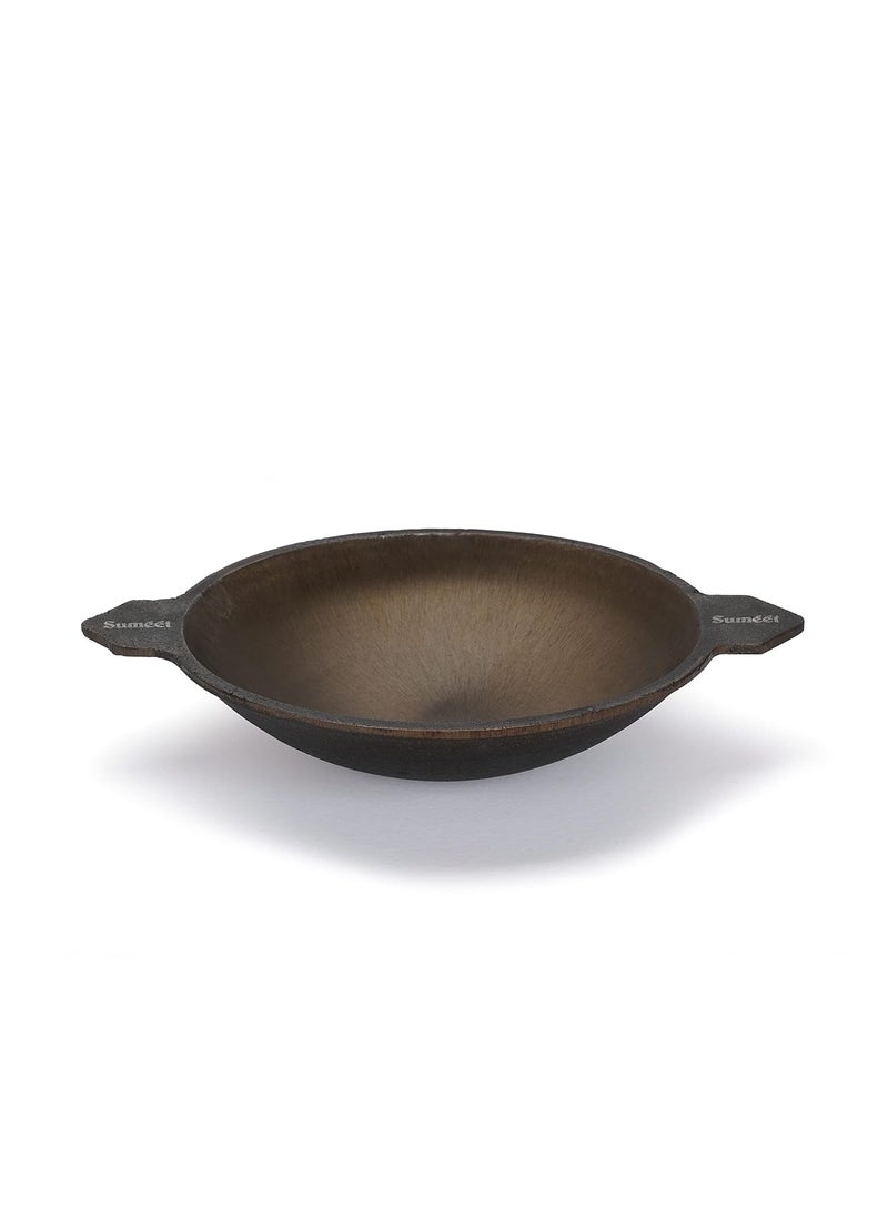 Sumeet Super Smooth Gold Series Pre Seasoned Cast Iron Appachatti for Vellapam/Paalappam/Appam 22.5cm 1.4kg.