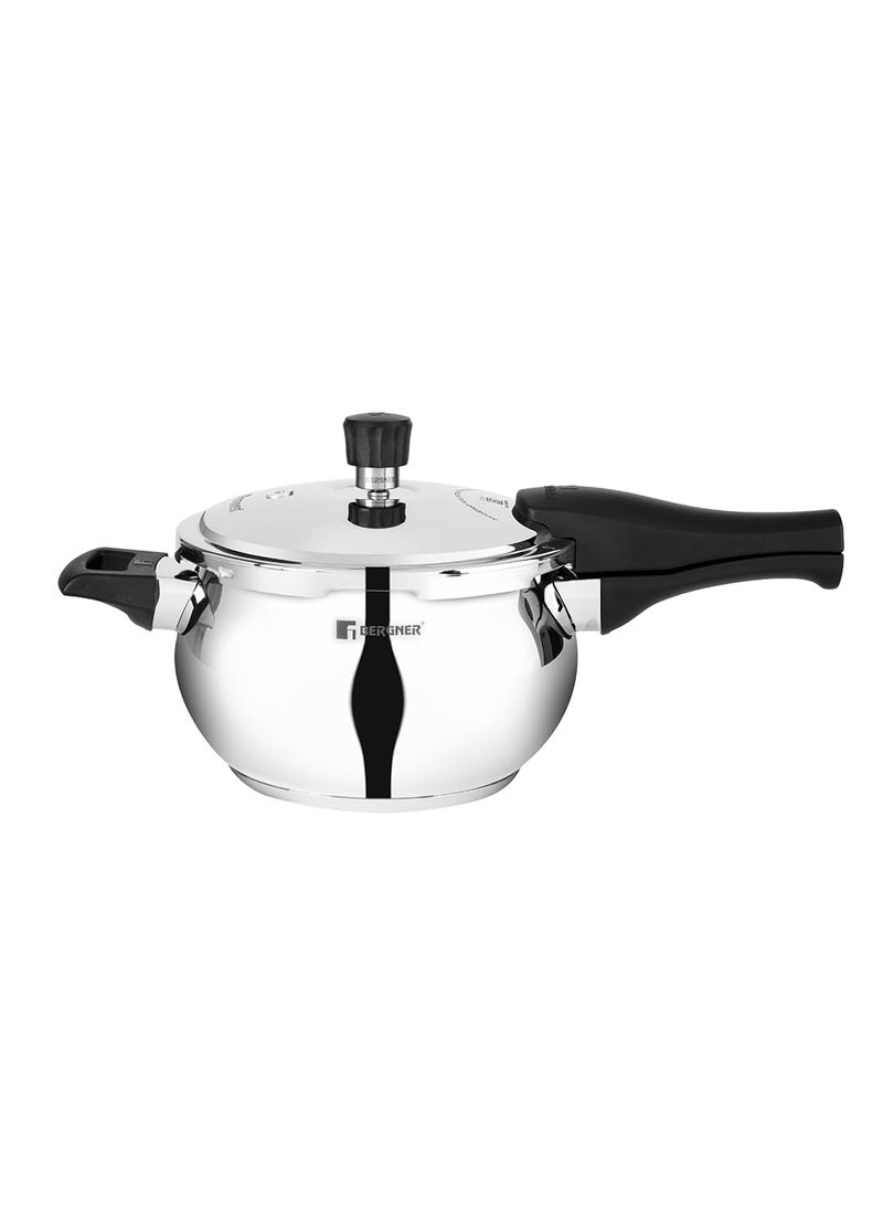 Bergner Triply Stainless Steel 4 Pcs Cookware Set - 20cm Tope, 20cm Tasra and 1.5 L Belly Shape Ouetr Lid Pressure Cooker, Less Oil Use, Dishwasher Safe, Induction Bottom and Gas Stove Ready
