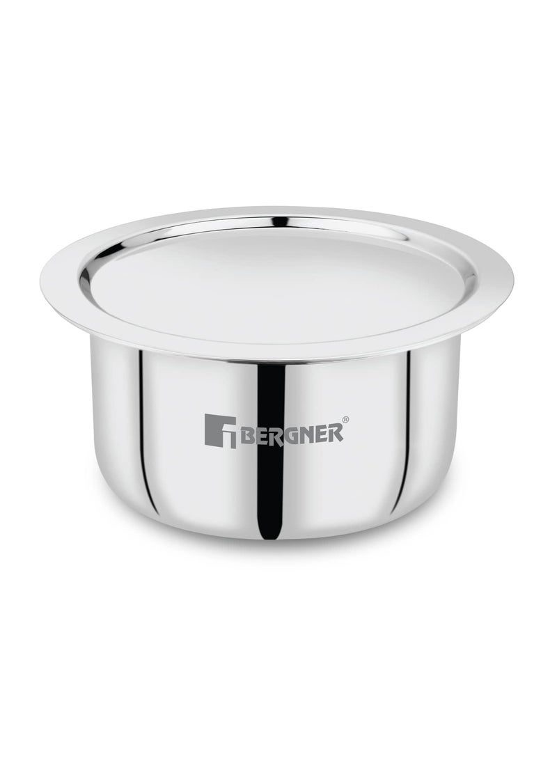 Bergner Triply Stainless Steel 4 Pcs Cookware Set - 20cm Tope, 20cm Tasra and 1.5 L Belly Shape Ouetr Lid Pressure Cooker, Less Oil Use, Dishwasher Safe, Induction Bottom and Gas Stove Ready