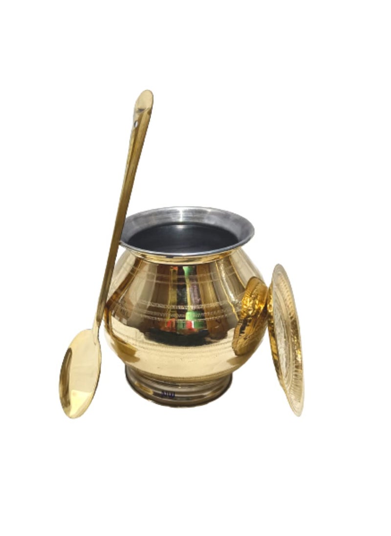 BRASS PONGAL POT SET, BRASS PONGAL URULI SET, BRASS PONGAL PAANAI SET, WITH PONGAL KARANDI AND PLATE