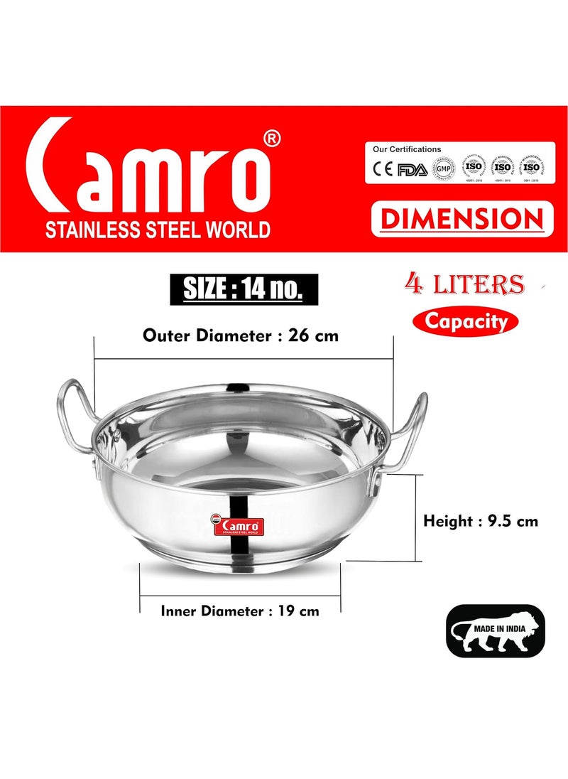 Camro Induction Bottom Kadhai Set 2 (3.1 Liters & 4 Liters) (13 No & 14 No) | Versatile Cooking Utensil | Gas Stove Compatible | Dishwasher Safe | 15+Years of Innovation and Quality
