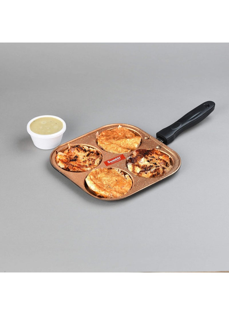Sumeet Nonstick Mini Multi Snack Maker, 4 Cavity,1 Piece, Peach