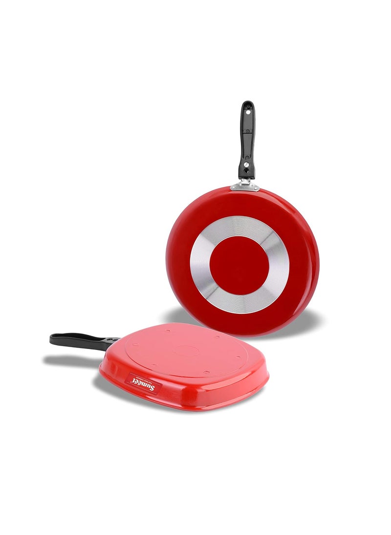 Sumeet 2.6mm Thick Non-Stick Berry Cookware set (Dosa Tawa – 26.5cm Dia + Grill Pan – 1.1Ltr Capacity – 22cm Dia)