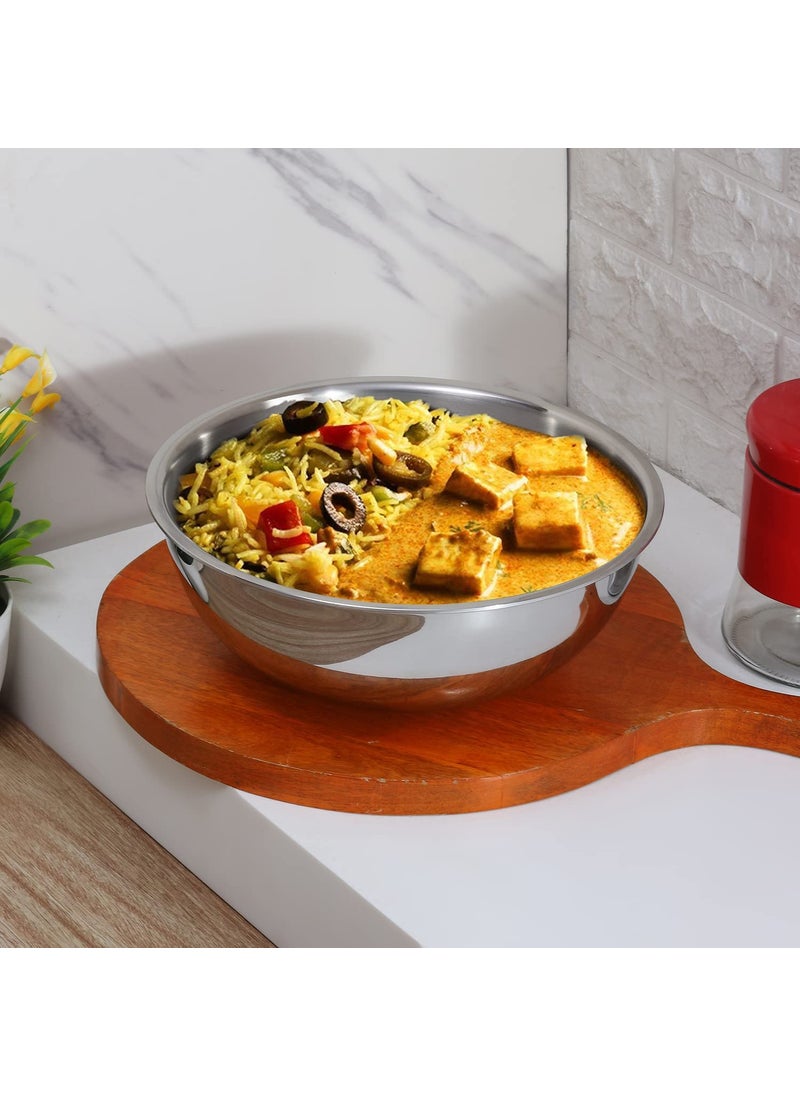 KITCHEN CLUE Stainless Steel Tasla for Cooking in Kitchen - Pack of 1 Pc, 20 Cm - 3 PLY Cooking Kadhai Set - Unbreakable & Highly Durable - Steel Cookware Combo Kitchen Set - 5 Year Warranty