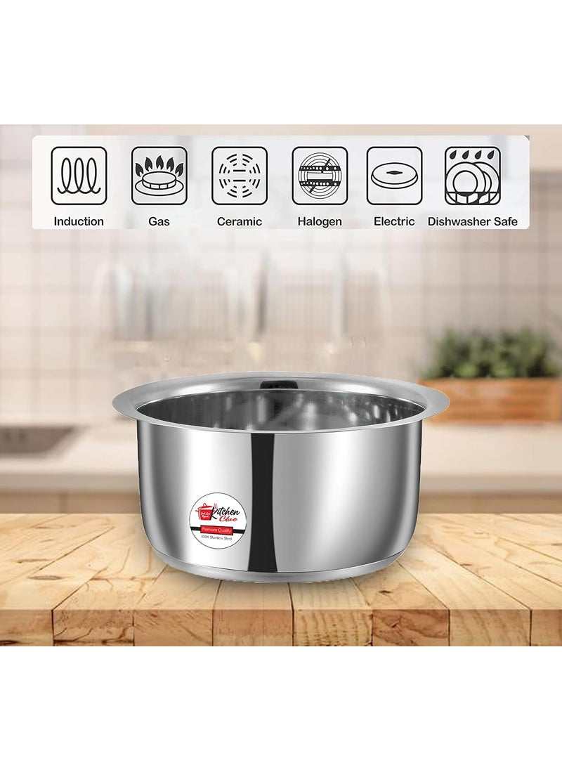 KITCHEN CLUE Stainless Steel Tope 1200 ML for Kitchen I Induction Base Cookware with Flat Bottom I Pot Pan Combo Set I Ideal for Boiling Milk