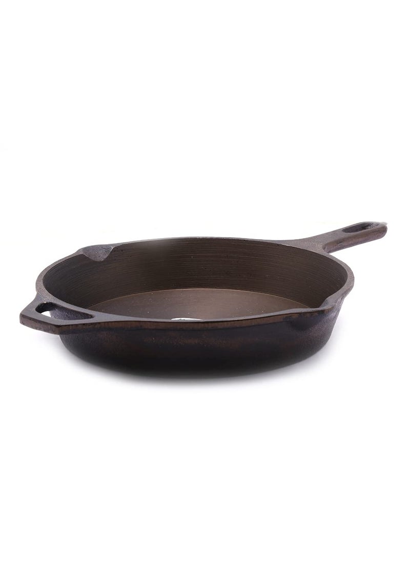 coconut cast Iron Skillet pan/Fry pan- pre Seasoned with 100% Vegetable Oil with Natural Oven Heated Golden Finish, Food Grade, Long Handle, Smooth Surface Ready to use, 25cm