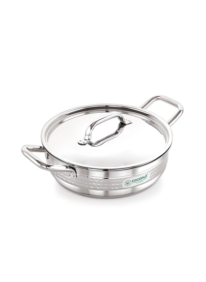 coconut Elementary Stainless Steel Hammered Design Capsulated Skillet for Cook n Serve - 1 Unit - Capacity - 2500ML