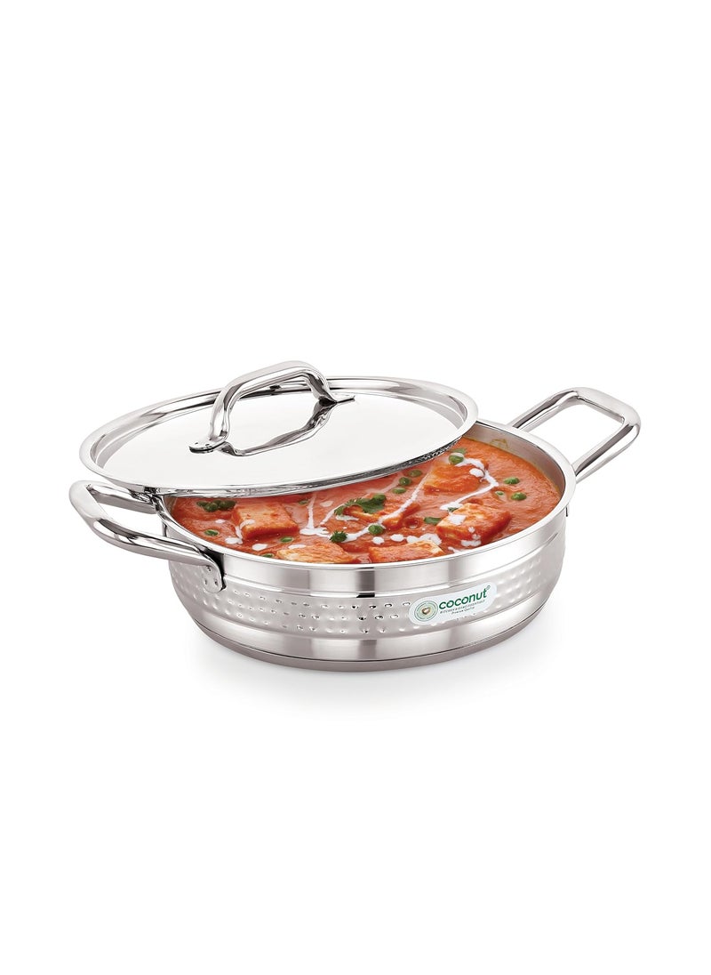 coconut Elementary Stainless Steel Hammered Design Capsulated Skillet for Cook n Serve - 1 Unit - Capacity - 2500ML