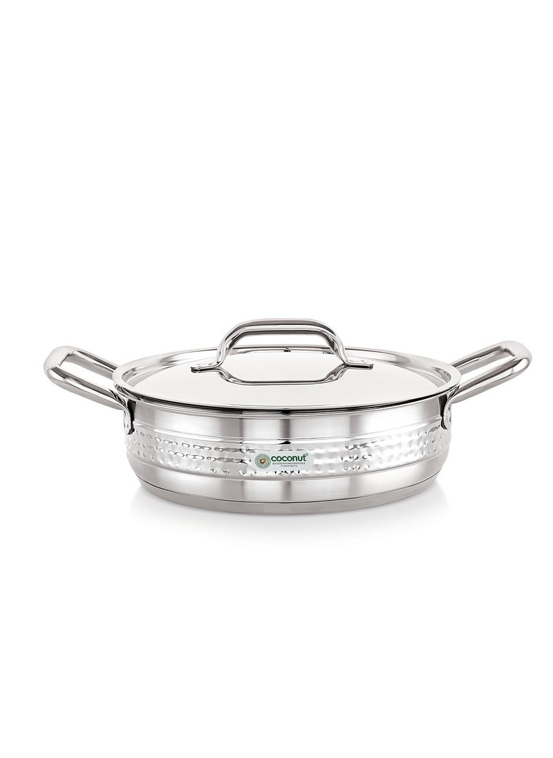 coconut Elementary Stainless Steel Hammered Design Capsulated Skillet for Cook n Serve - 1 Unit - Capacity - 2500ML