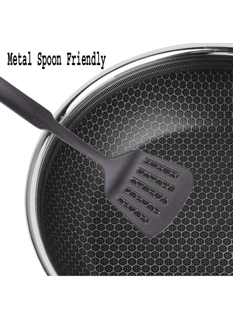 Prabha Tri-Ply Stainless Steel Hexa Cube Fry Pan, Non Stick Coating, Food-Grade Steel, 26cm, 2L, Compatible with Induction & Gas Stove, 2 Year Manufacturer Warranty