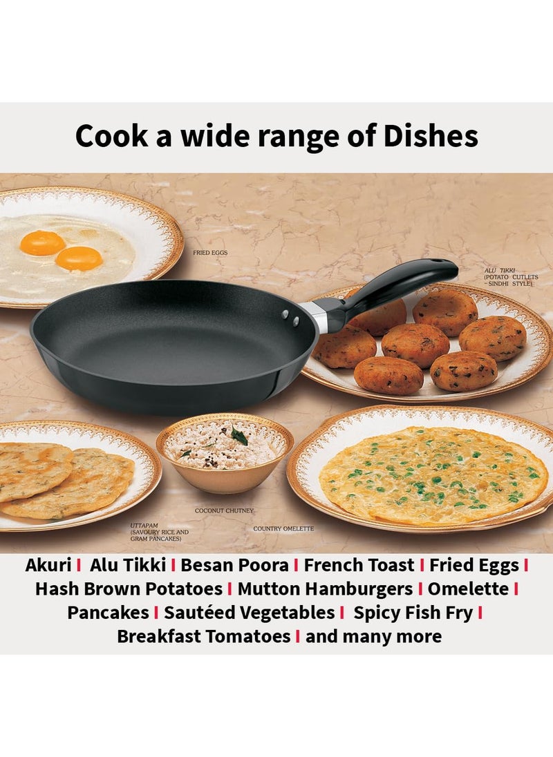 Hawkins Futura 24 cm Frying Pan, Non Stick Fry Pan, Rounded Side Frypan for Easy Stirring, Black (NF24R)