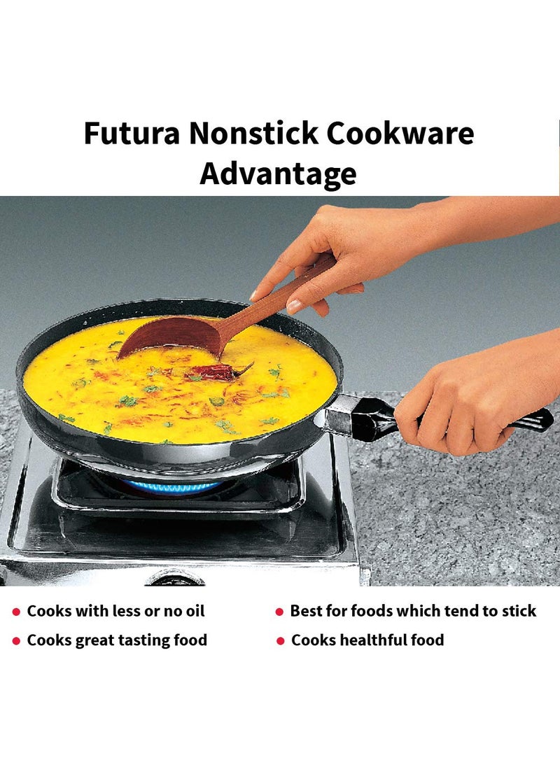 Hawkins Futura 24 cm Frying Pan, Non Stick Fry Pan, Rounded Side Frypan for Easy Stirring, Black (NF24R)