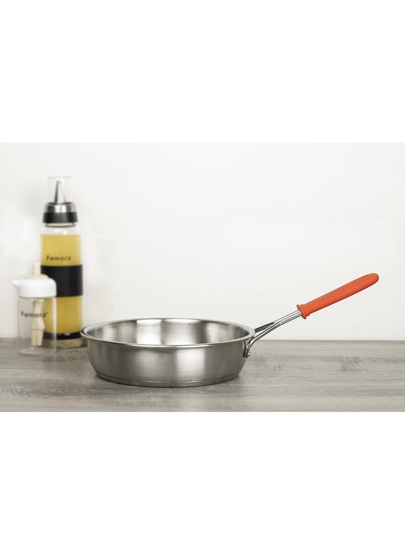 Femora Tri-ply Frying Pan 24 cm Capacity 1.8 L with Silicone Handle - Healthy Cooking (Zero Non-Stick Coating)