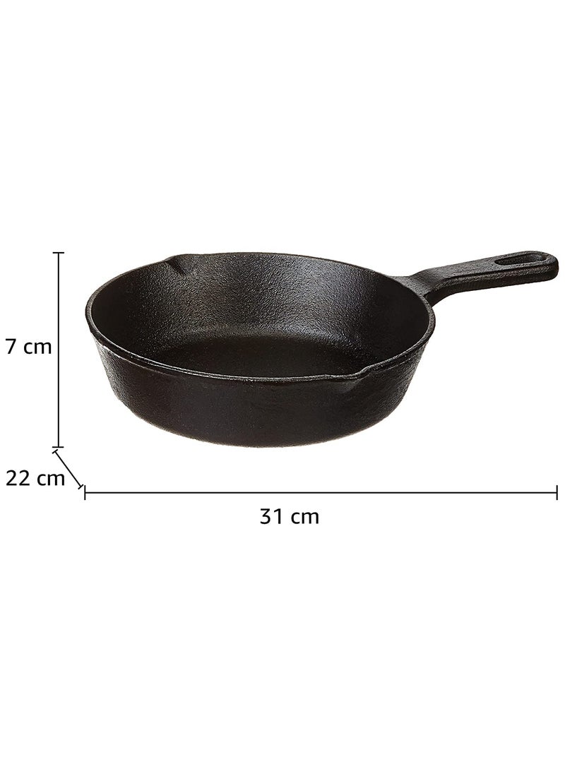 ATEVON Cast-Iron Fry Pan, 20cm, Pre-Seasoned, Induction Compatible - Durable Cookware