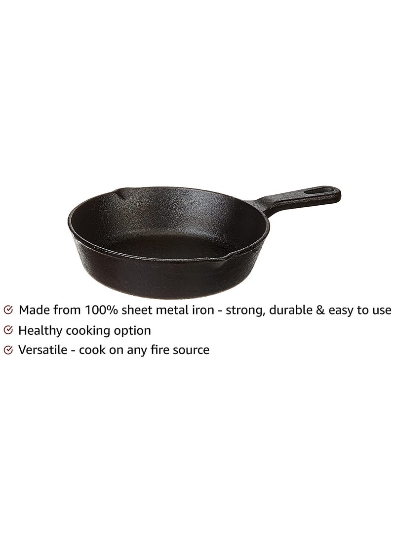 ATEVON Cast-Iron Fry Pan, 20cm, Pre-Seasoned, Induction Compatible - Durable Cookware