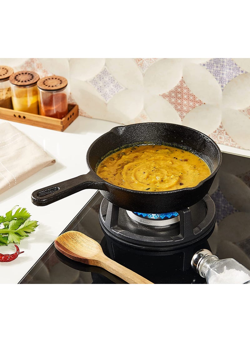 ATEVON Cast-Iron Fry Pan, 20cm, Pre-Seasoned, Induction Compatible - Durable Cookware