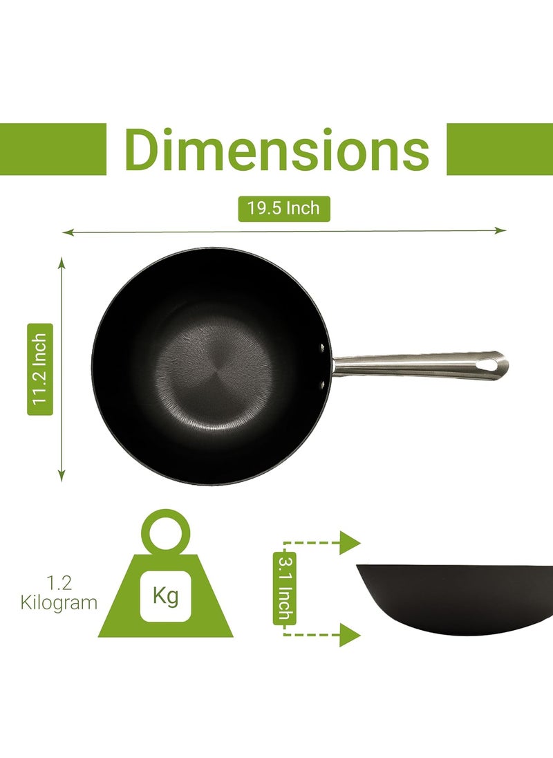 Femora Nonstick Cast Iron 2 Pc Cookware Set, 28 cm Wok, 24 cm Frypan, Non Toxic and Coating Free, Even and Fast Heating, Support Induction & Gas-2Pcs