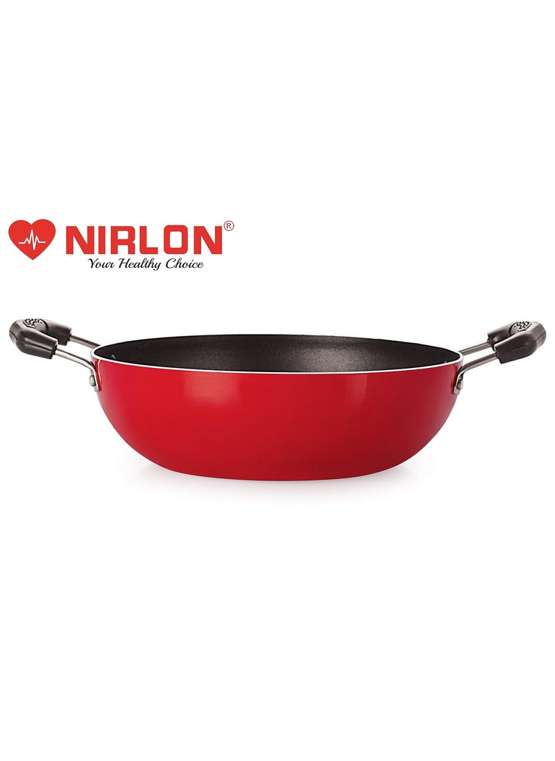 Nirlon Cooking Non-Stick Aluminium Round Bottom Deep-Stir Kadai Wok Pans 25cm/2.5 litres(26mm_Classic_KD14)