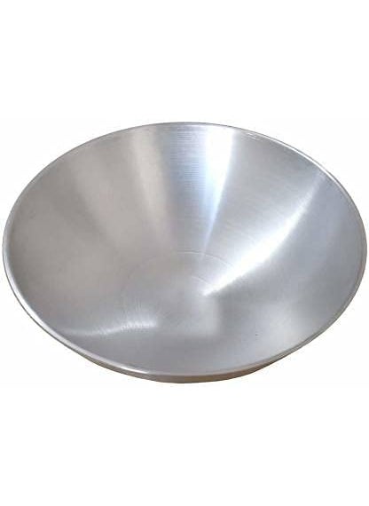 Bright Metal Aluminium Silver Kadai for Cooking Without Handle Round Bottom Deep Frying Karahi for Kitchen