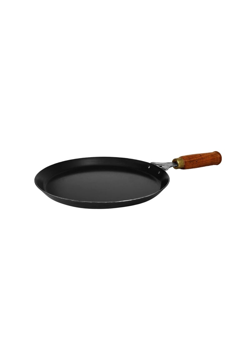 kyyte Sheet Metal Iron Set of 3 Pcs- 1 Deep Kadai 24 cm, 1 Frying Pan/Skillet 24 cm Dia with Wooden Long Handle and 1 Tadka Pan 13 cm