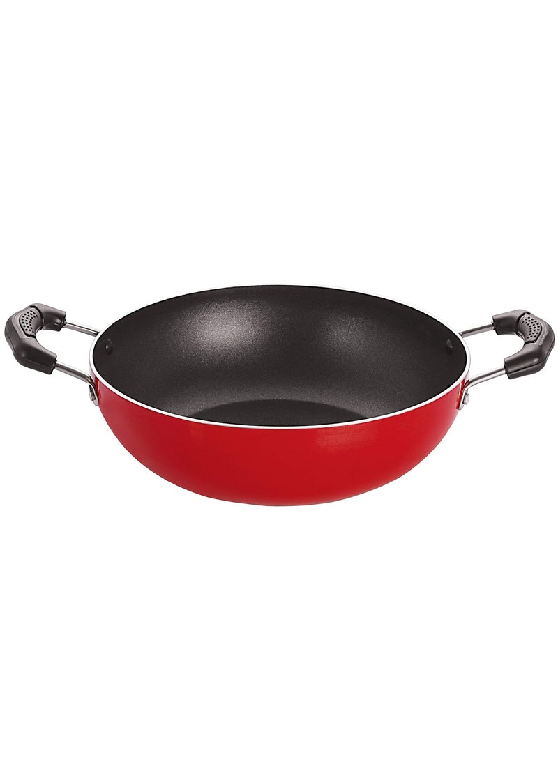 Nirlon MasterChef Non Stick Aluminium Kadhai Wok -18.5cm -1.2 Litre (Red)