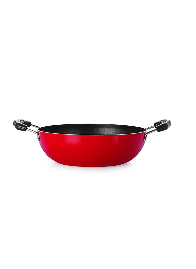 Nirlon MasterChef Non Stick Aluminium Kadhai Wok -18.5cm -1.2 Litre (Red)