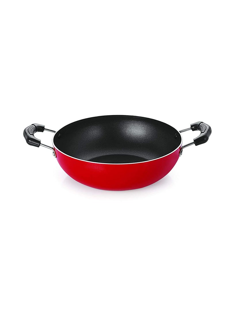Nirlon MasterChef Non Stick Aluminium Kadhai Wok -18.5cm -1.2 Litre (Red)