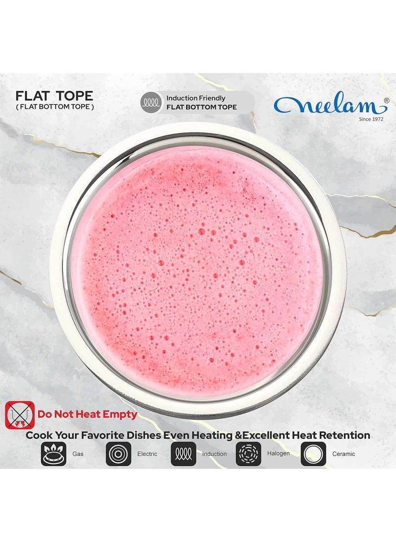 Neelam Stainless Steel 23, 22 Gauge, Induction & Gas Stove Friendly Flat Bottom Tope/Patila/Topiya, 14050 ml, Ideal for Boiling, Steaming, and Cooking, with Excellent Heat Retention, Sliver