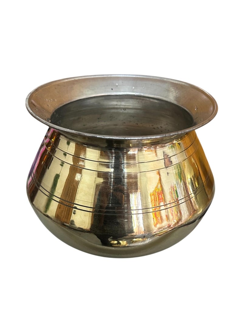 MUKE® Pure Brass Water Pot Degchi Handi Indian Brass Cooking Pot Vessel Capacity 1.2 Liters. Pack of 1