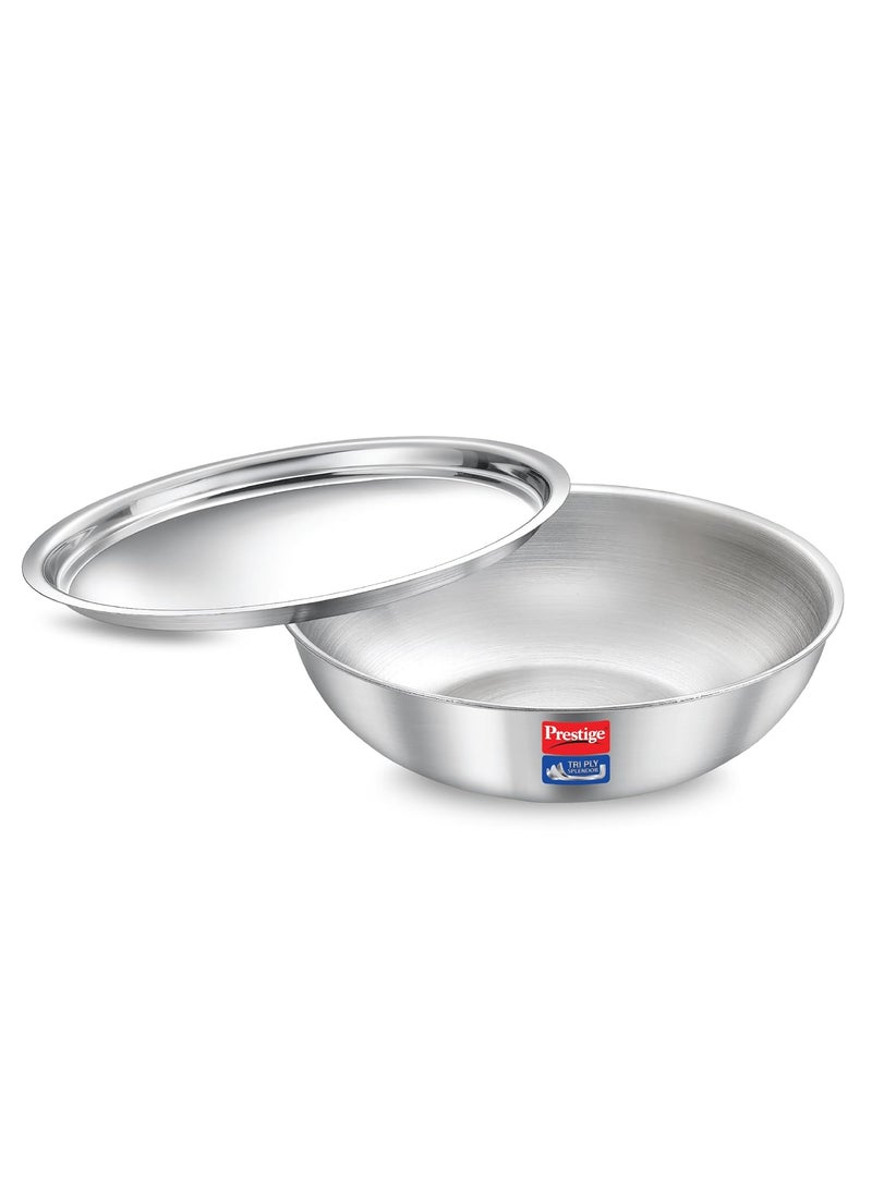 Prestige 22cm/2.1L Tri-Ply Stainless Steel Splendid Tasla with Lid|Gas and Induction Compatible|Even Heat Distribution| Thick Gauge Tri-Ply Body|15 Year Warranty