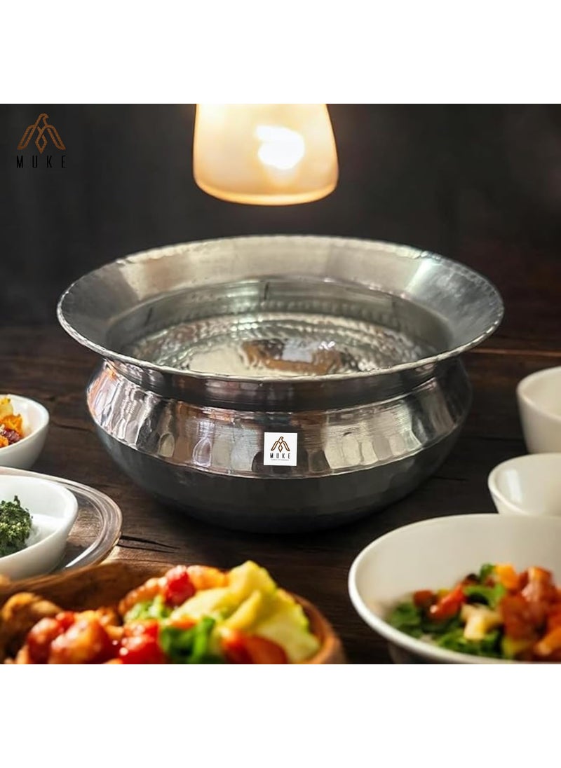 MUKE® Heavy Weight Aluminium SIPRI, Handi with Hammered Design for Cooking Rice, Biryani, sabzi etc (5 Liter)