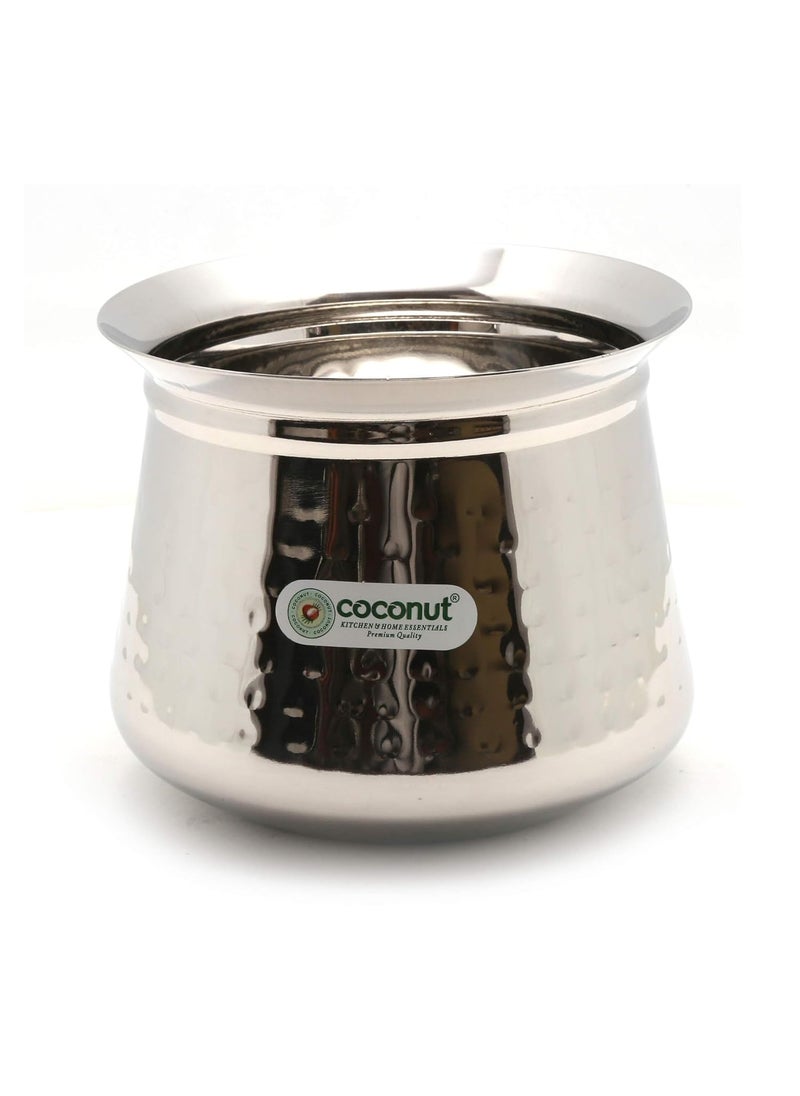 Coconut Stainless Steel - Cookware/Radiant Hammered Handi -1 Unit - Capacity - 1250 ML