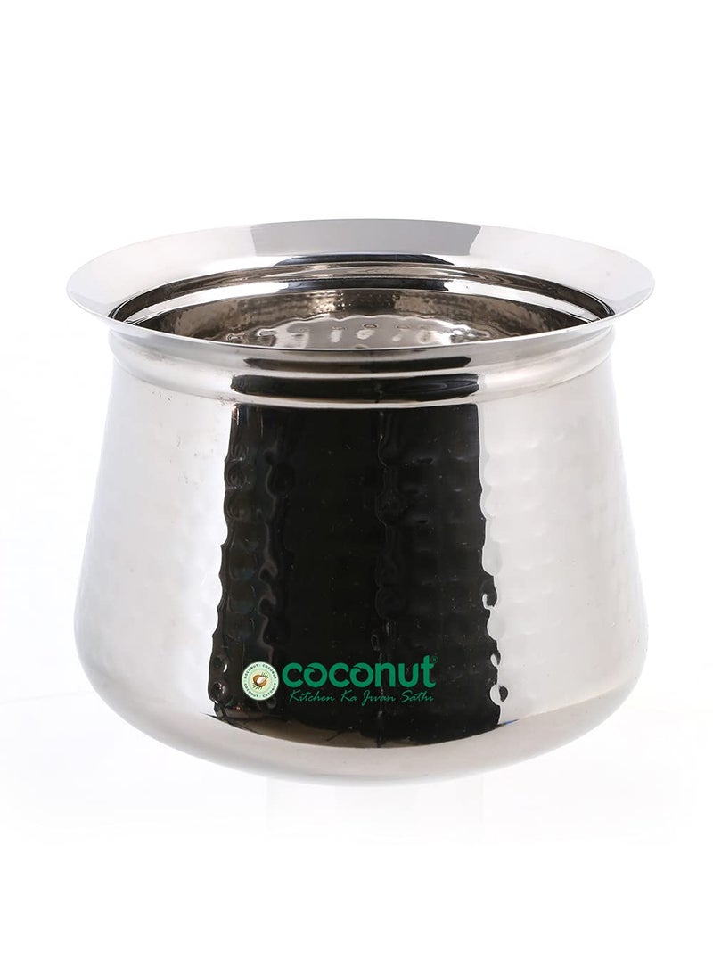 Coconut Stainless Steel - Cookware/Radiant Hammered Handi -1 Unit - Capacity - 1250 ML