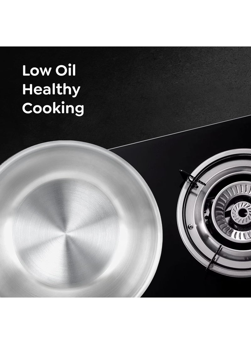 Prestige 16cm/0.9L Tri-Ply Stainless Steel Splendid Tasla with Lid|Gas and Induction Compatible|Even Heat Distribution| Thick Gauge Tri-Ply Body|15 Year Warranty