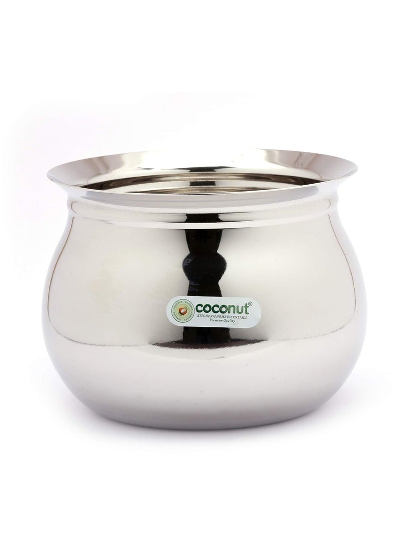 Coconut Stainless Steel Kanchi Handi/Cookware (Without Handle & Lid) - 1 Unit - Capacity -2000ML
