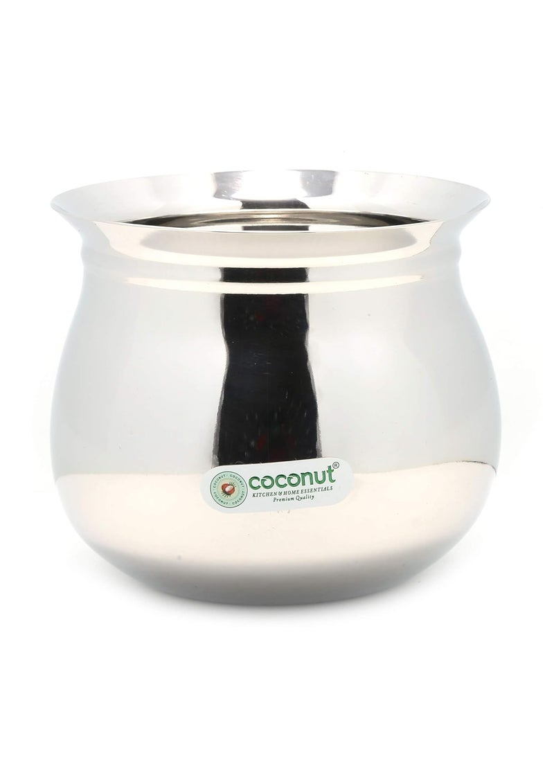 Coconut Stainless Steel Kanchi Handi/Cookware (Without Handle & Lid) - 1 Unit - Capacity -2000ML
