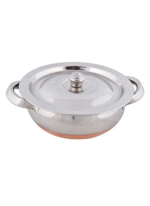 Super HK Stainless Steel Copper Bottom with Handle Handi/Pot Biryani Punjabi Handi 2 Pieces Set (1.5 L + 2.5 L)