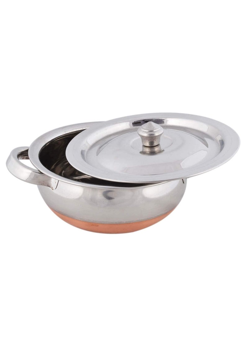 Super HK Stainless Steel Copper Bottom with Handle Handi/Pot Biryani Punjabi Handi 2 Pieces Set (1.5 L + 2.5 L)