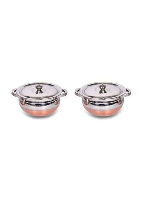 Super HK Stainless Steel Copper Bottom with Handle Handi/Pot Biryani Punjabi Handi 2 Pieces Set (1.5 L + 2.5 L)