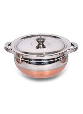 Super HK Stainless Steel Copper Bottom with Handle Handi/Pot Biryani Punjabi Handi 2 Pieces Set (1.5 L + 2.5 L)