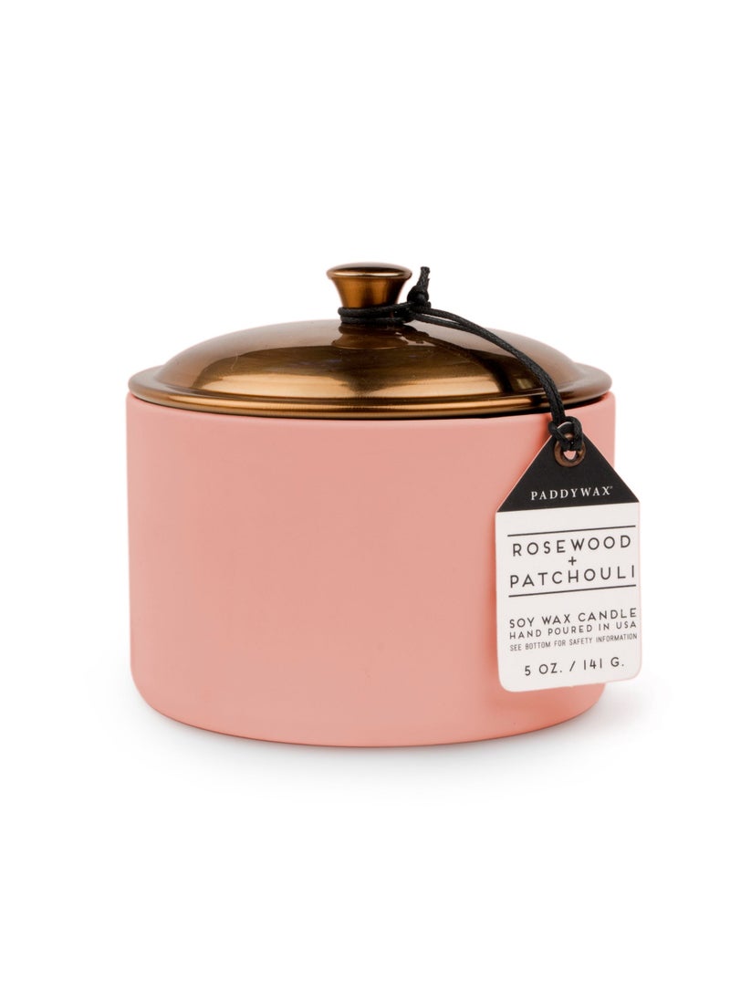 Hygge 141g Candle, Blush Ceramic with Lid - Rosewood Patchouli