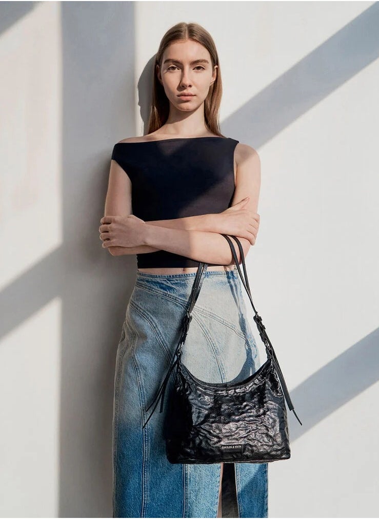 Charles & Keith Lark wrinkled hobo bag